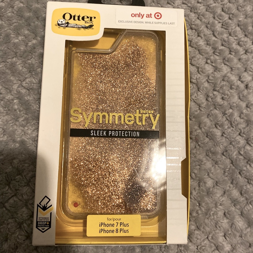Gold glitter iPhone 7plus 8 plus otter case
